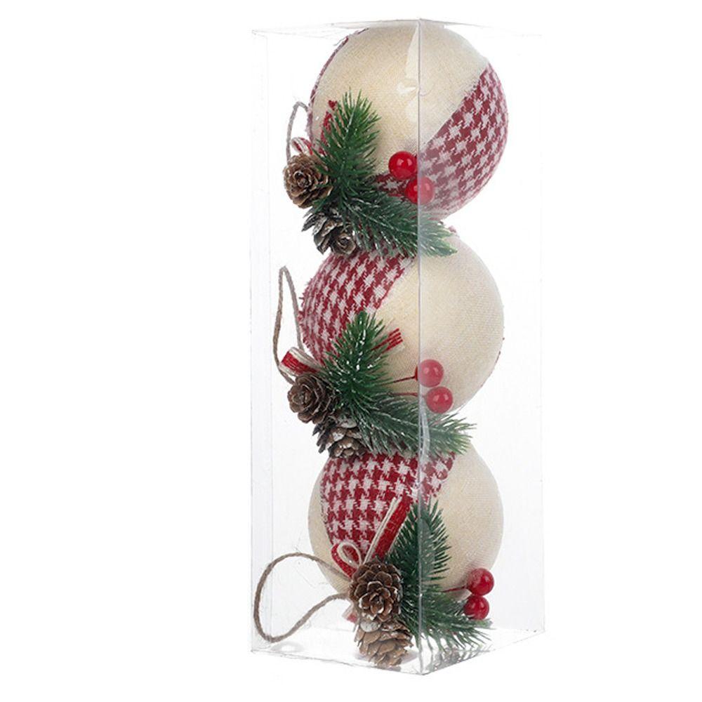 with Berry Leaves Christmas Tree Ball Red Green Plaid Cloth Christmas Tree Ornament  Xmas Decor