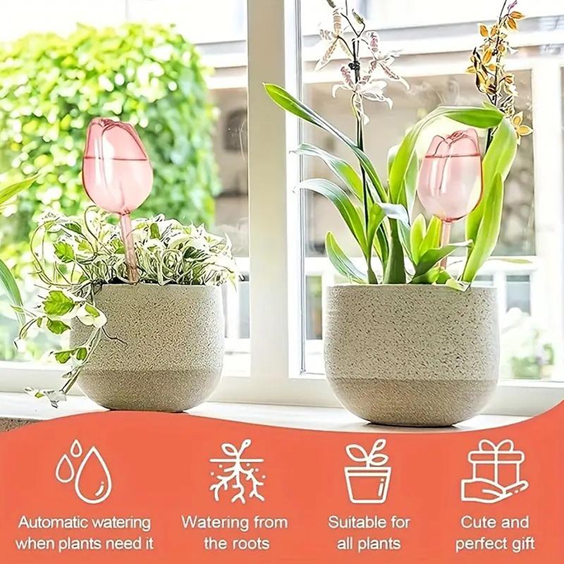 Plant Watering Globes Automatic Spikes Decorative Tulip Shaped Glass For Watering Auto Planter Insert Stakes Irrigation