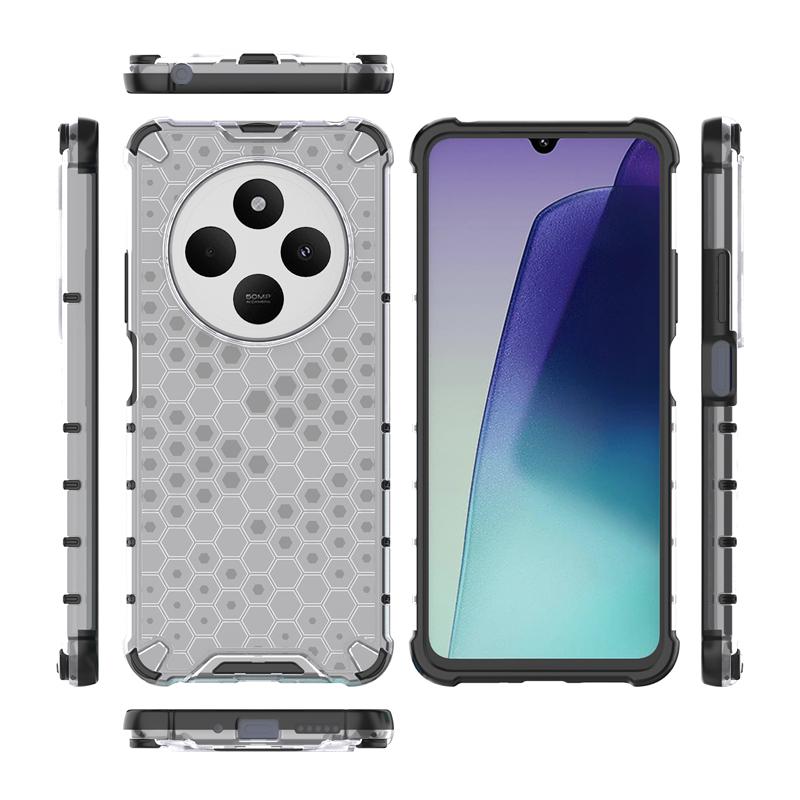 Shockproof Transparent Case For Xiaomi Poco C75 Honeycomb Armor Full Back Case For Poco C75 Case Cover For Poco C75 6.88 inch