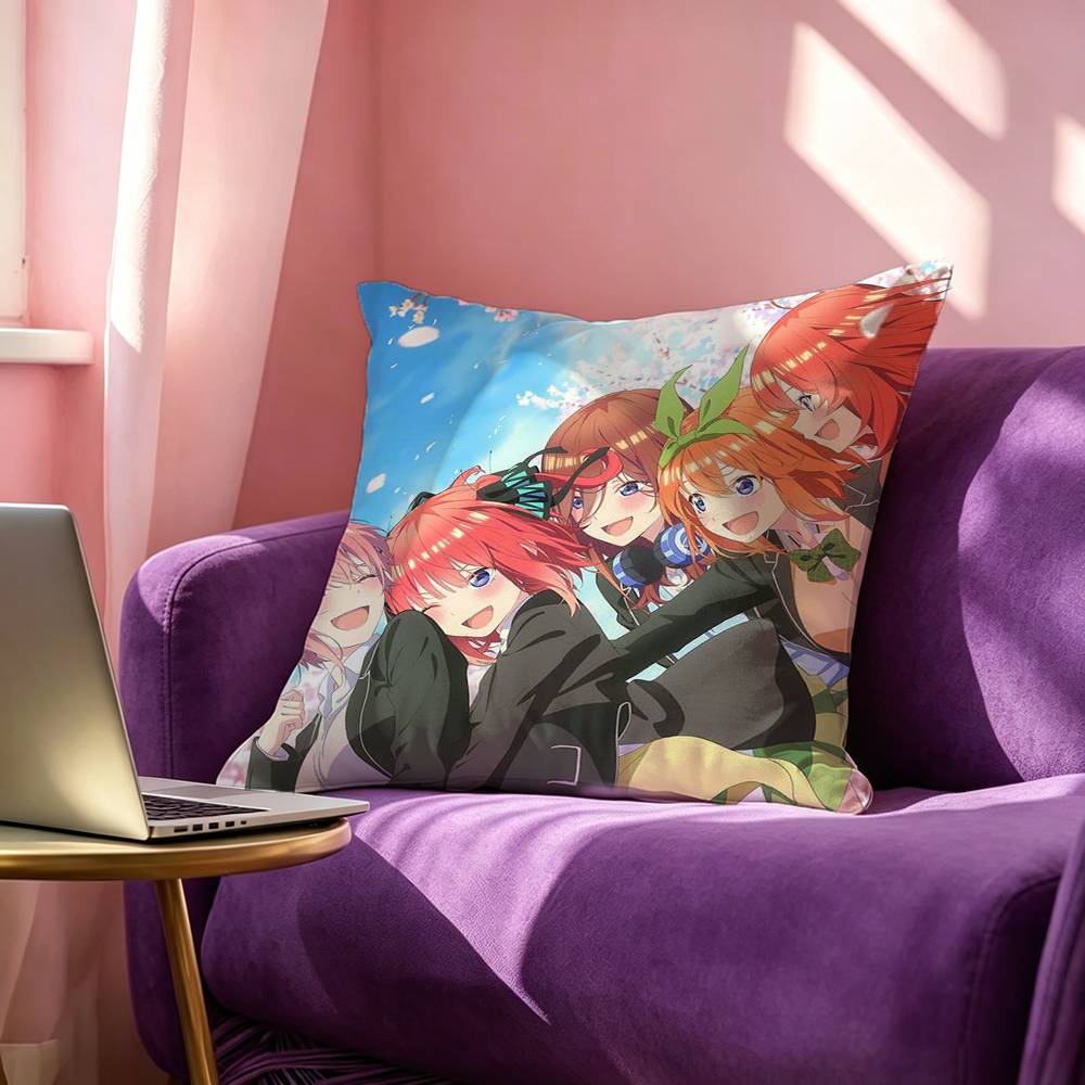 Anime The Quintessential Quintuplets Pillow Case Square DoubleSided Sofa Cushion Cover Bedroom Bedside Pillow