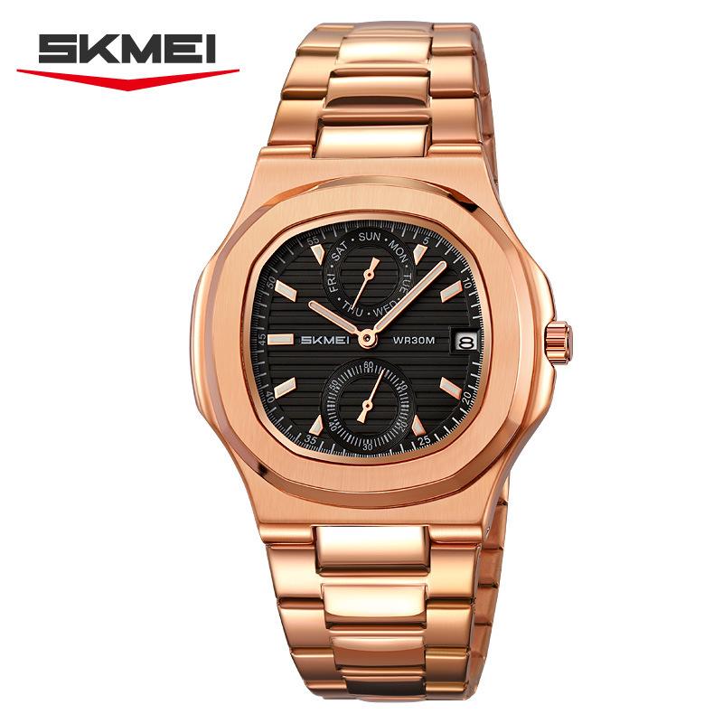 Pánské kalendářové hodinky Vodotěsné pánské náramkové hodinky Nerezová ocel Pánské quartzové hodinky Ležérní hodiny Uhren Montre