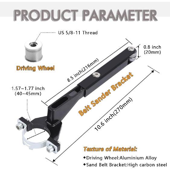 Belt Sander Attachments for Angle Grinder, Detailing Bandfile Sander Adapter, US 5/8-11 Thread, Suitable for Welding Points Grinding, Woodworking and