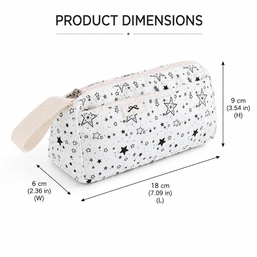 Large Capacity Pen Bag Star Print Stationery Bag Multi-functional Pencil Case School Supplies