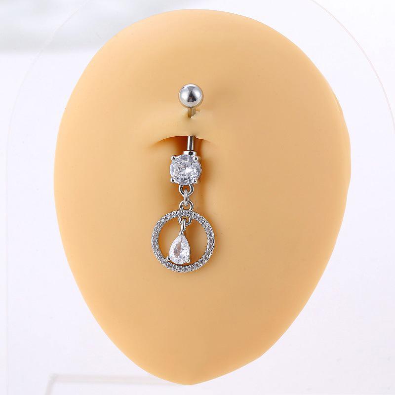 Piercing de nombril avec pendentif cœur en zircon et nœud