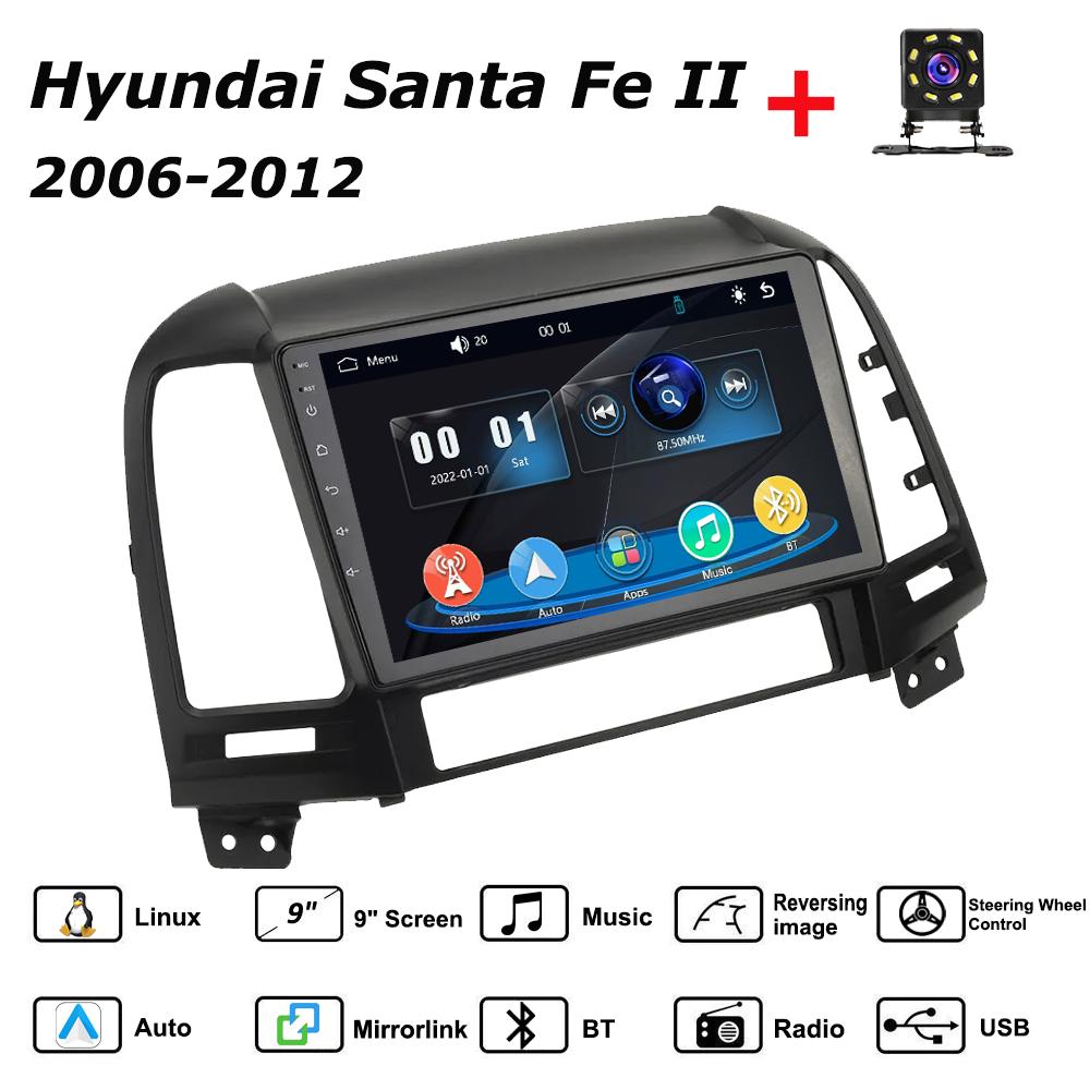 

Car Radio Multimedia MP5 Player Head Unit Stereo BT For Hyundai Santa Fe II 2006-2012 чорний