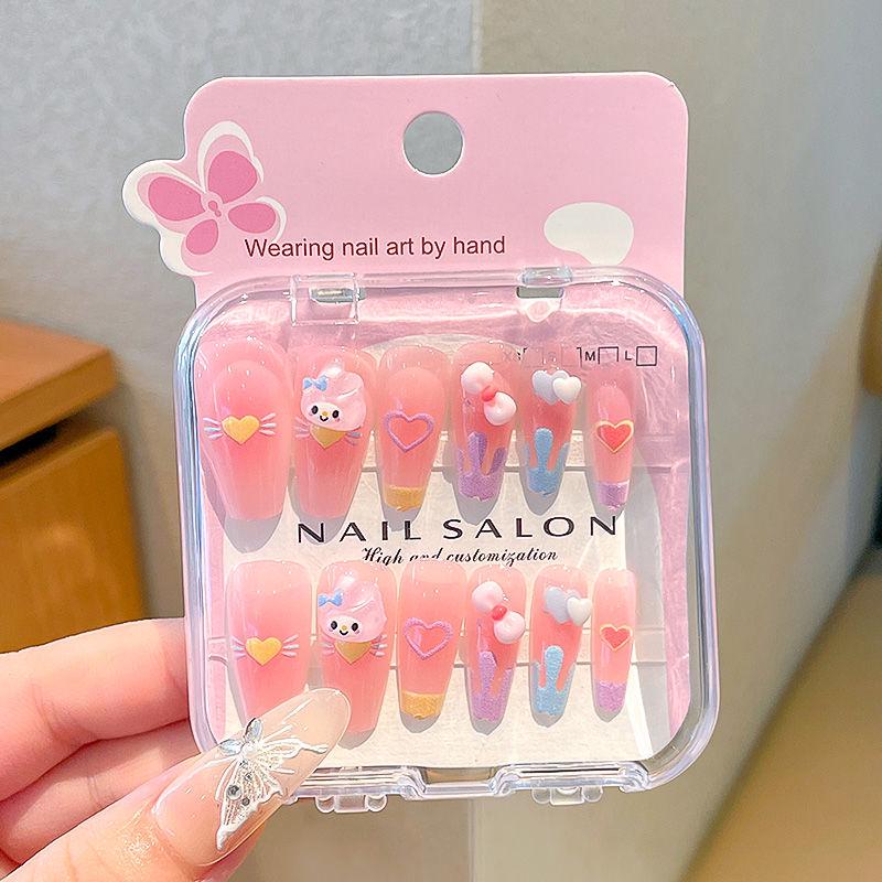 

Стикеры для ногтей My Melody & KT Cat Long Wearable для девочек - Милые мультяшные, стиль 2025