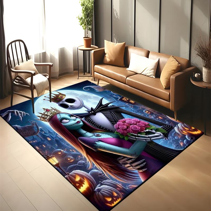 2026 Nuovo Cartone Animato di Natale The Nightmare Before Tappeto Regalo per Camera da Letto Soggiorno Casa Decorazione Divano, Decorazione per Bambini Tappetino per Pavimento