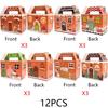 12PCS With Handle Christmas Gift Box Gingerbread House Cartoon Design Merry Christmas Decoration Packaging Box Candy Cookies
