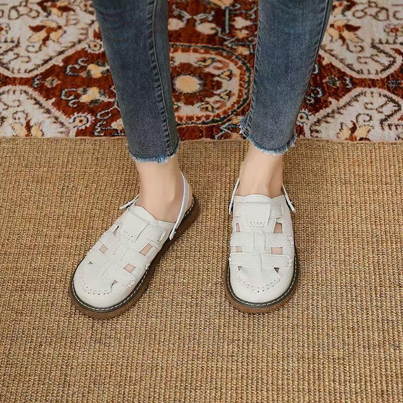 Thick-soled Heightening Woven Roman Sandals Women's Spring and Autumn 2025 New Fashionable Outer Wear Breathable Semi-cool Slippers