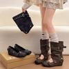Removable inner height-increasing cool boots, trouser tube is thin, fashionable belt buckle, cool boots, shallow mouth two wear, women's large tube