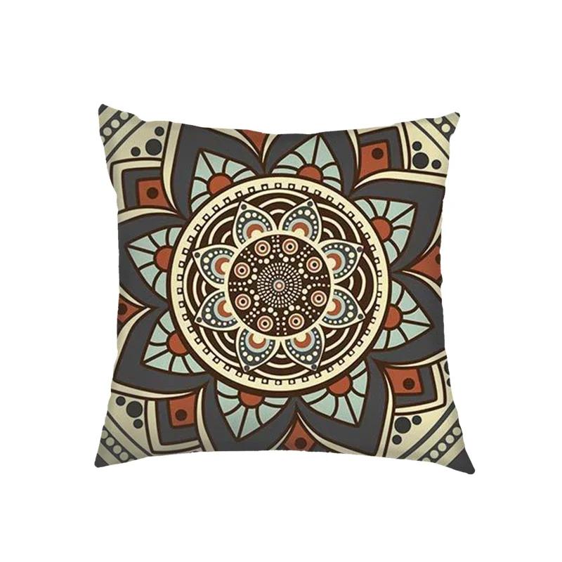Mandala Floral Print Pillow Case Turkish Blue Evil Eye Cushion Sofa Cases Home Square Throw Pillow Cover Living Room Decoration