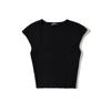 Za2025 Summer New Women clothes Solid Simple Elegant All-Match Heart-Shaped Collar Sleeveless Rib Simple T-shirt Top