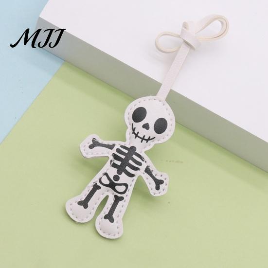 Faux Leather Skeleton Decoration Halloween Decoration, Black White Versatile Hanging Pendant Ornament, Double-sided Gothic Decor