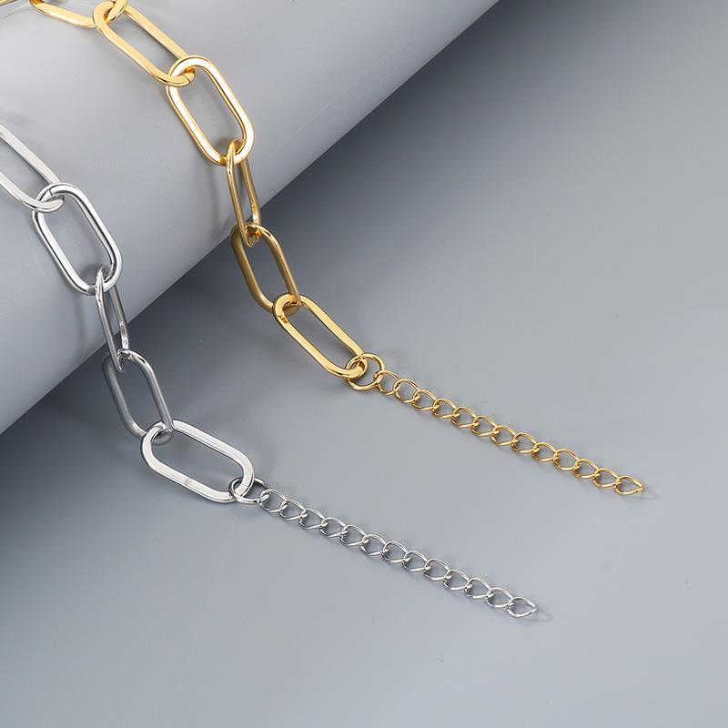 Kalen Stainless Steel Paperclip Chain Necklace for Men 10MM Gold Color Metal Accessory Adjustable Minimalist Fashion Jewelry