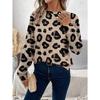 Round Neck 3D Printed Leopard Print Pattern Top Fashionable Casual Long Sleeved Women's Sweatshirts