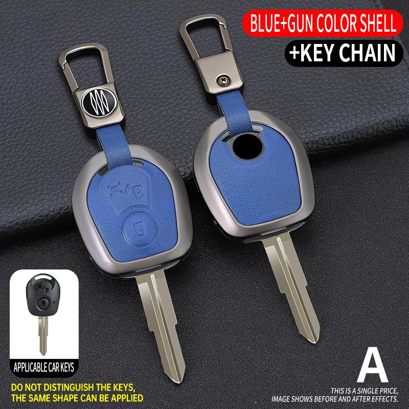 Zinc Alloy+Leather Car Remote Key Case Cover Protective Shell Fob For Ssangyong Actyon Kyron Rexton Korando Key Decoration Shell