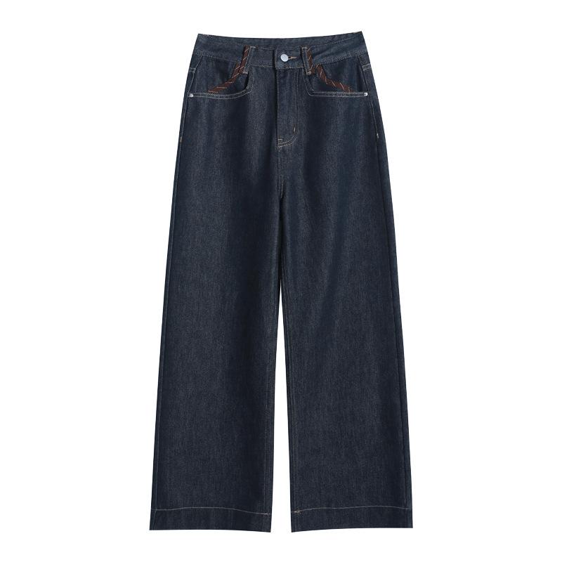 High-waist American Wide-leg Jeans for Women In Autumn and Winter New Style Plus Velvet Thickened Loose Draping Slimming Straight Floor Pants