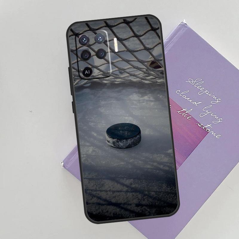 Hockey Ice Rink Burning Hockey Puck Phone Case For Oppo A96 A76 A16 A74 A53 A54 A94 A15 A17 A52 A72 A57S A58 A78 A98 A79 Cover