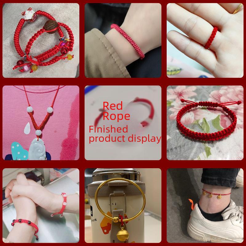Handgefertigtes rotes geflochtenes Seilarmband mit chinesischem Jadeknoten