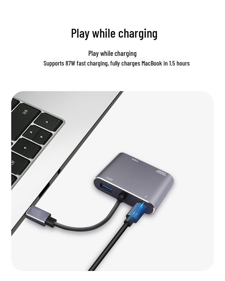 USB-C to HDMI/VGA Docking Station: Phone-to-Monitor Screen Mirroring Converter