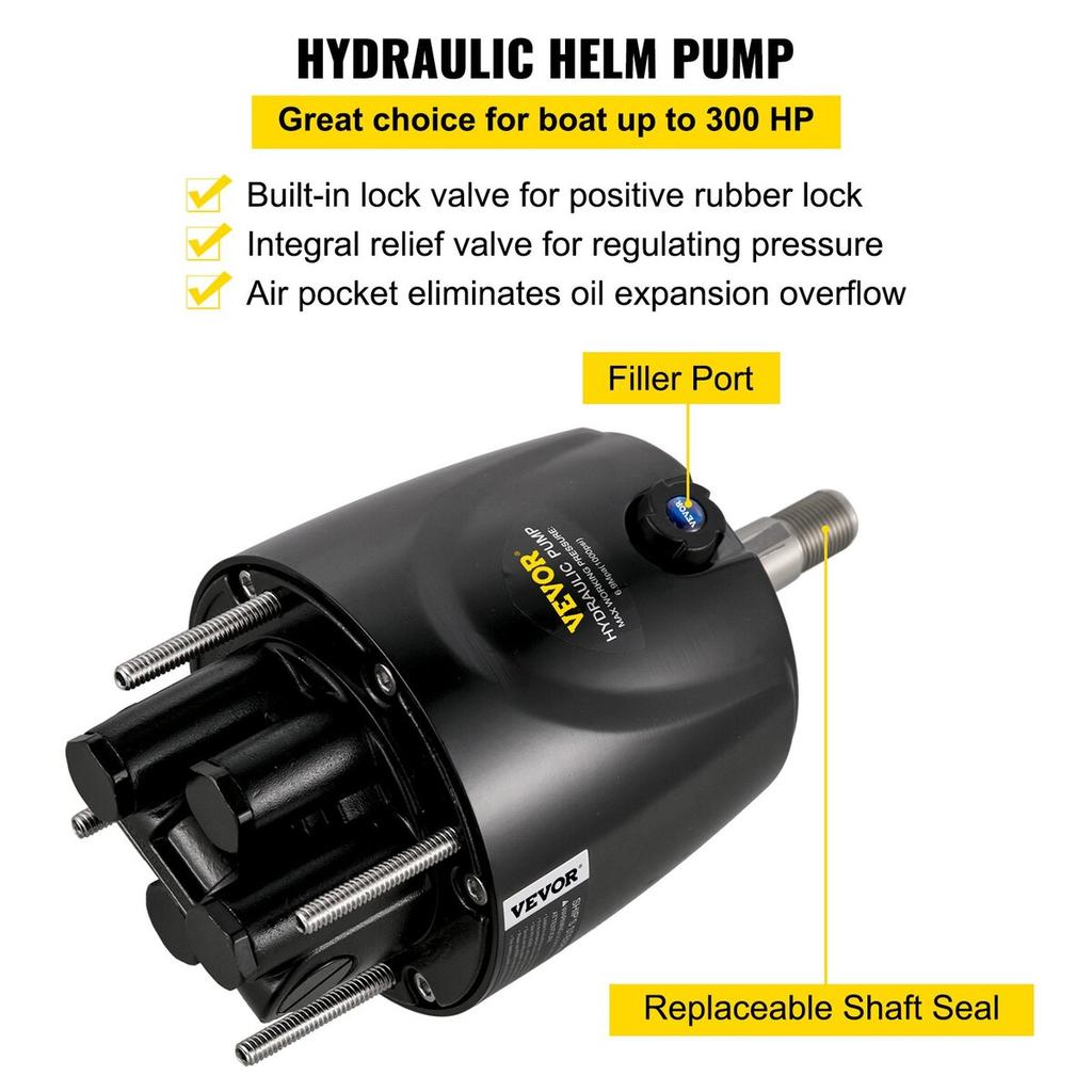 Hydraulic Outboard Steering Kit 300HP, Hydraulic Steering Kit Helm Pump,Hydraulic Boat Steering Kit with 22 Feet Hydraulic Steering Hose for Boat