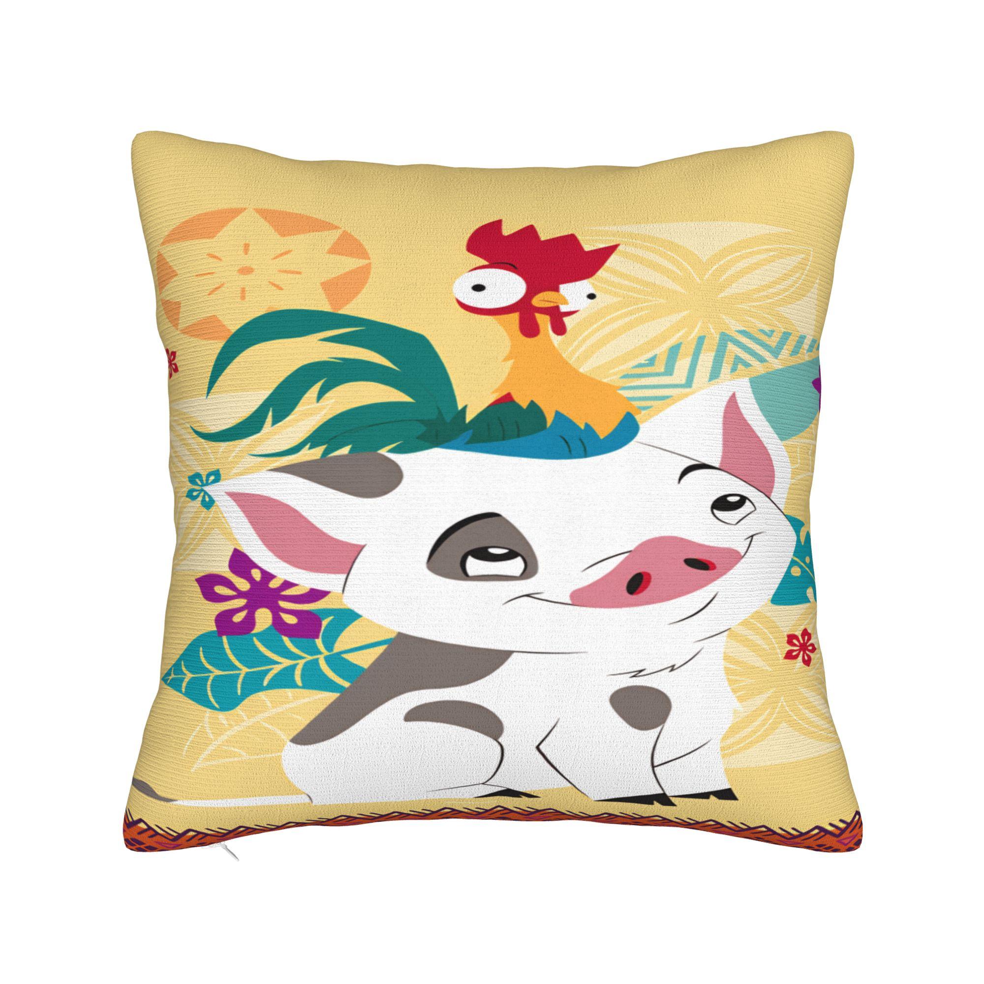 

Cartoon M-Moana V-Vaiana Maui Pillow Cover Soft Cushion Cover Kawaii Pillow Case For Sofa Home Decor 12x12Inch
