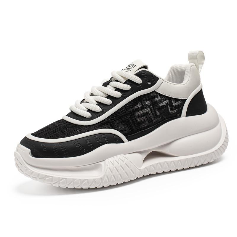 

Кроссовки низкие на шнуровке Four Seasons Trend, корейская версия, модные контрастные уличные туфли на платформе, студенческие туфли для увеличения роста, папины кроссовки 39