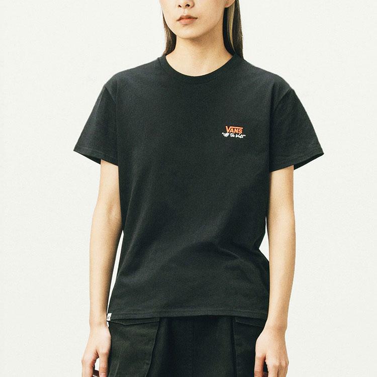 Vans Sports Casual Printed Round Neck Short Sleeve Drop Shoulder T-Shirt Women T-Shirt Black VN0A5F4CBLK