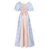 Vintage Regency Floral Tea Gown, Puff Sleeve Empire Waist Victorian Dress for Women, Ideal for Bridgerton Cosplay, Tea Parties and Halloween