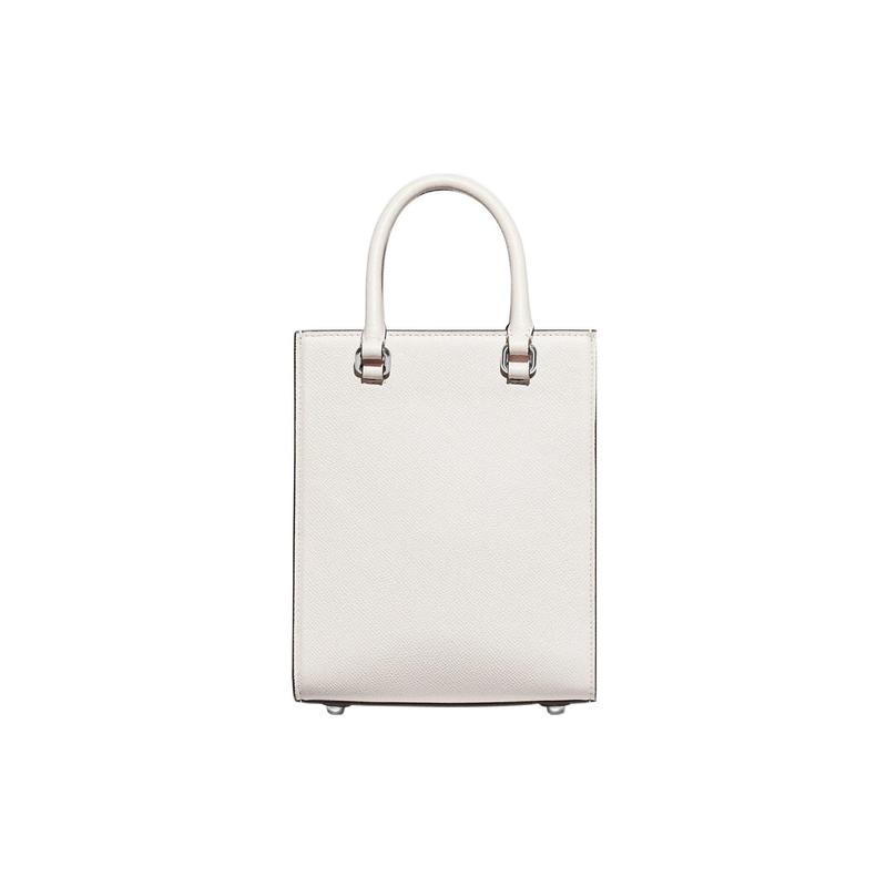 Coach 16 Solid Color Embossed Logo Embroidered Logo Shoulder Strap Cow Leather Tote Bag Tote Bag Shopping Bag Handbag Small Size Women's White