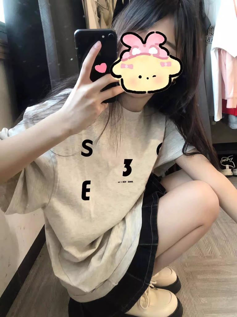 American retro short-sleeved t-shirt women's spring summer new lazy wind half-sleeved cotton t-shirt large size loose top tide