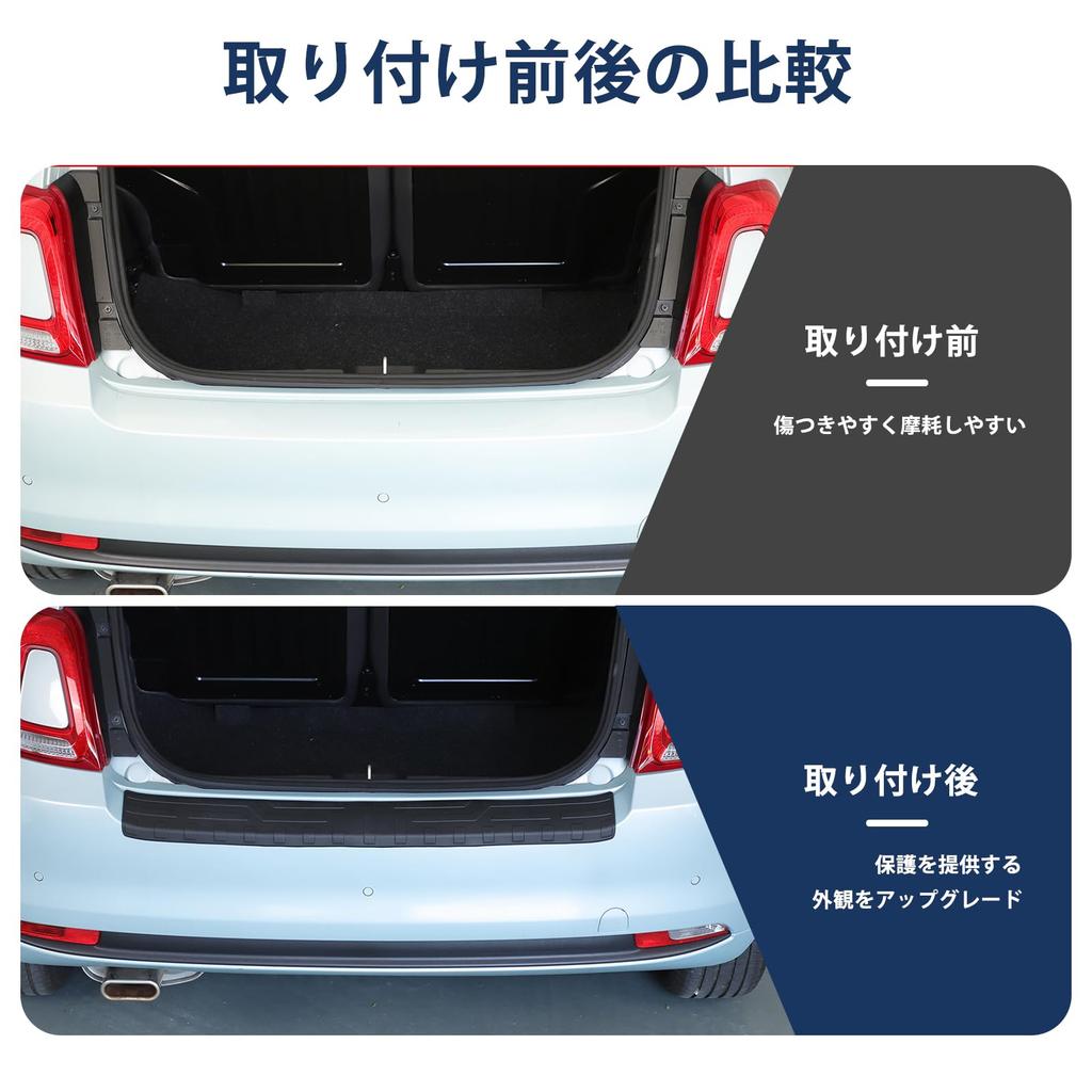 Hcilloend Rear Bumper Step Guard Protector Cover for Fiat Trunk Step Guard Made of Easy Custom Car Supplies 500, TPE, Flexible, Abrasion-Resistant,