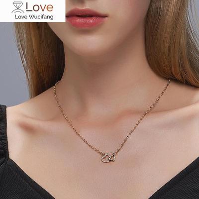 Exquisite Zircon Heart Women 'S Necklace Simple Romantic Crystal Pendant Gold Silver Color Clavicle Chain Wedding Jewelry