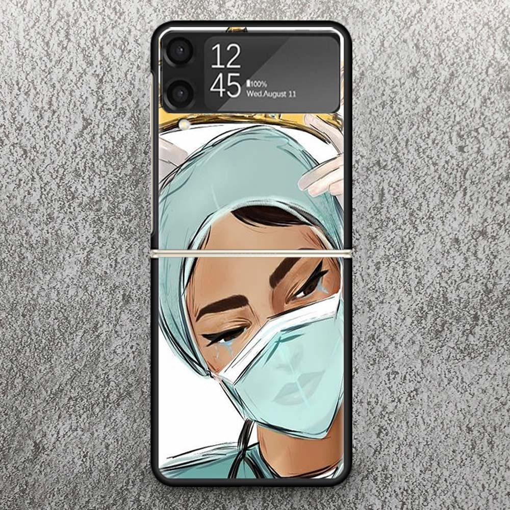 Funny Medicine Nurse Doctor Print Case For Samsung Galaxy Z Flip 3 4 5 6 7 5G Phone Shell Flip7 Flip6 Flip5 Flip4 Flip3 Pattern