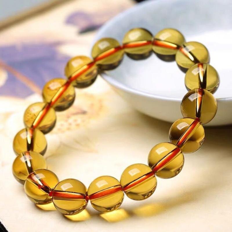 Brazilian Artificial Citrine Bracelet for Women, Golden and Transparent, Suitable for Both Men and Women, a Fashionable Gift for Couples