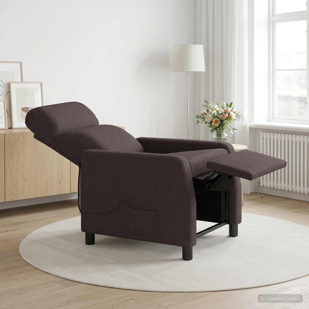 Massage Recliner Dark Brown Fabric