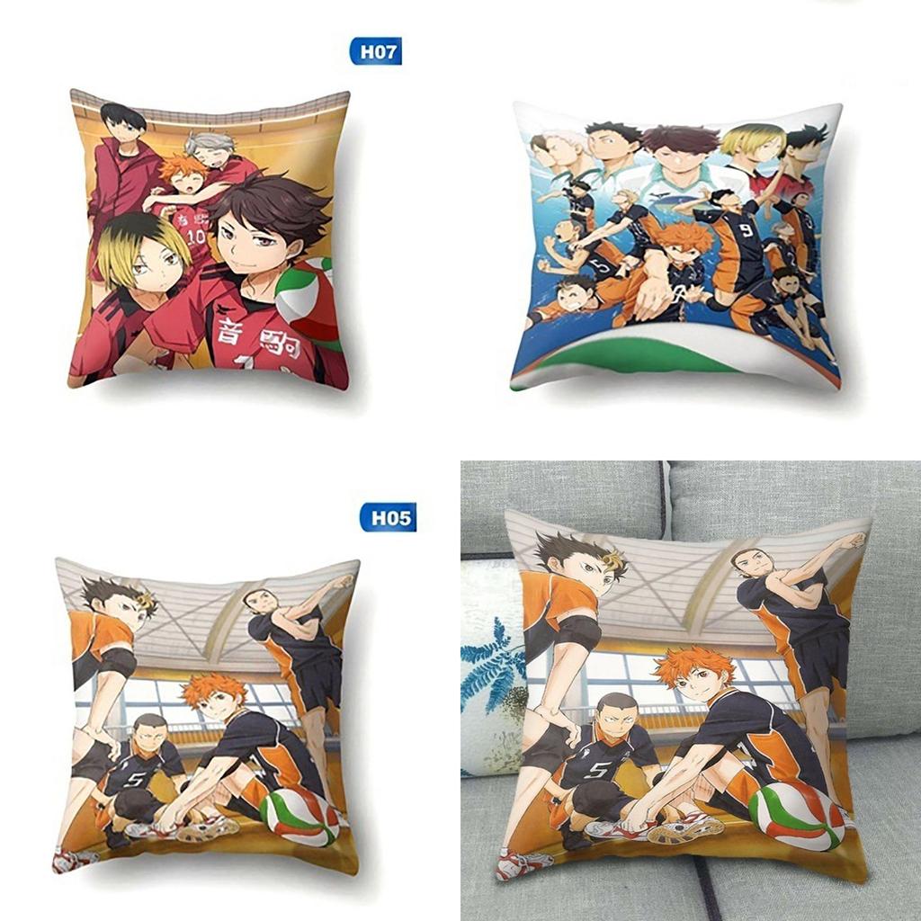 Luxurious Peach Velvet Haikyuu Shoyo Hinata Pillow Protector With Anime Pattern Design