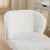 Girls Faux Rabbit Fur Desk Chair, Cute Fluffy Adjustable Swivel Vanity Chair with Silent Colorful Wheels, Cream,Beige