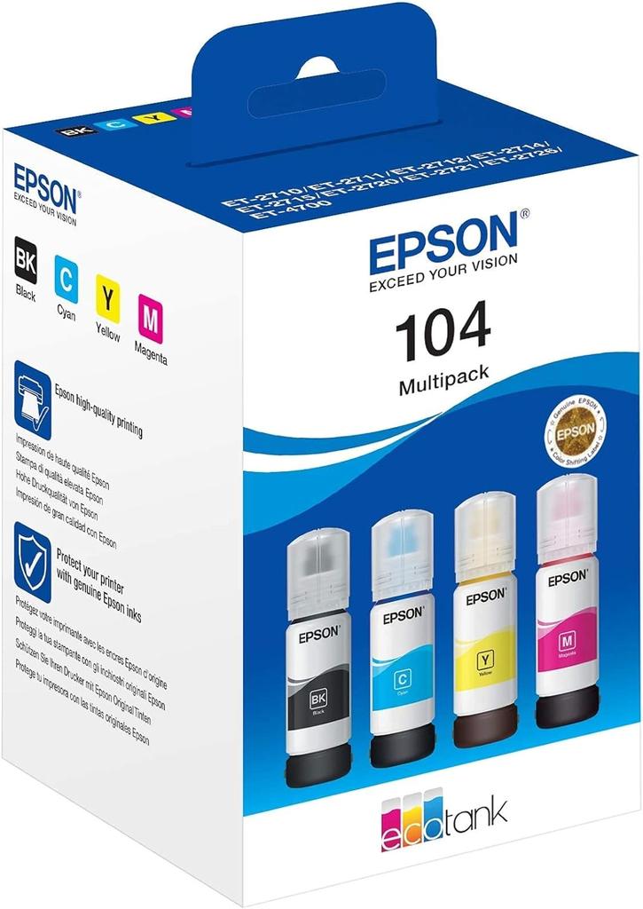 Epson 104 EcoTank Multipack Cyan/Magenta/Yellow/Black Ink Set (8715946684888)