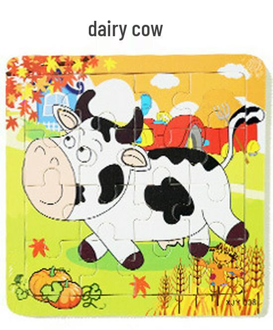 

Деревянный развивающий пазл из 16 элементов для детей - Самолет, Поезд и Животные