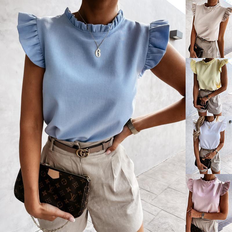 

Loose Fit Straight Top round Neck Sleeveless Shirt Yellow M