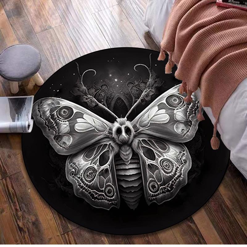 1Pc Flower crescent moon Circular Print Rug - home decoration Carpet For Living Room Bedroom Flooring Computer Chair Area Rug