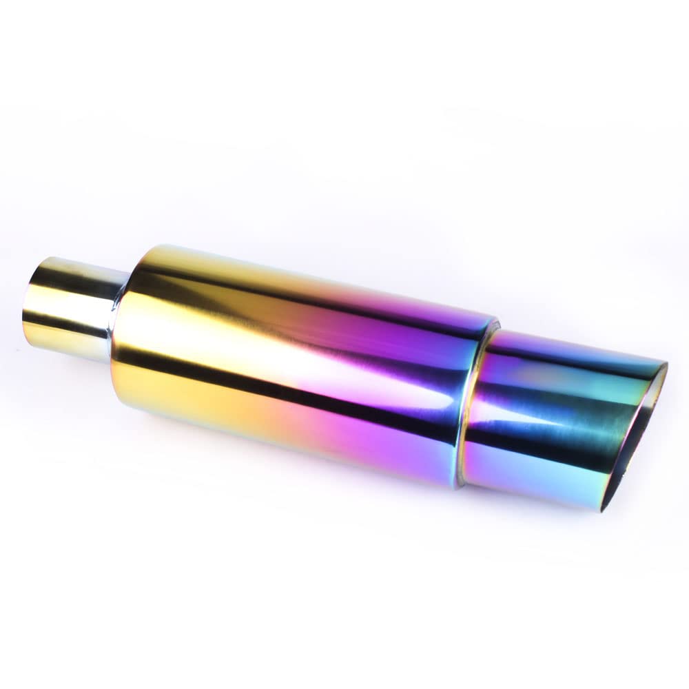MUTEKI Muffler Tail Throw Exhaust Tailpipe for Light Stainless Easy Universal Fit Cutter, Vehicles, Steel, Installation, Titanium-Look Muffler,