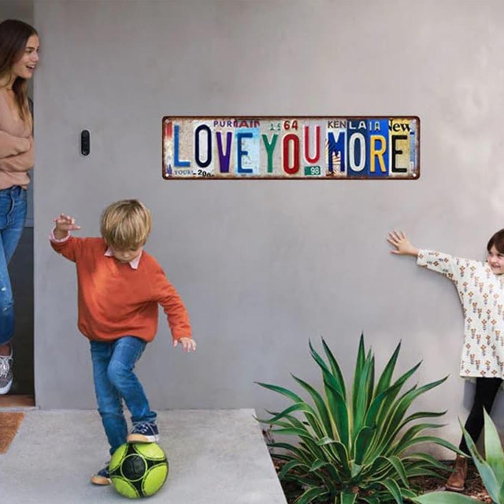 Love You More Vintage Metal Sign Plaque Romantic Metal Wall Art Express Love & Warmth for Above Door Bedroom Living Room