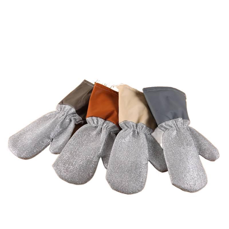 Silver Wire Leather Dishwashing Gloves: Multi-functional Extended Thickened Gloves for Kitchen Cleaning and Stain Removal.