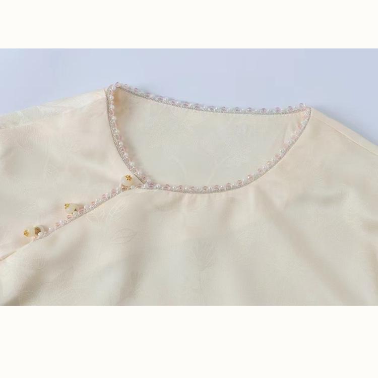 Autumn Retro Jacquard Embroidery Women's Long Sleeve Slimming Top