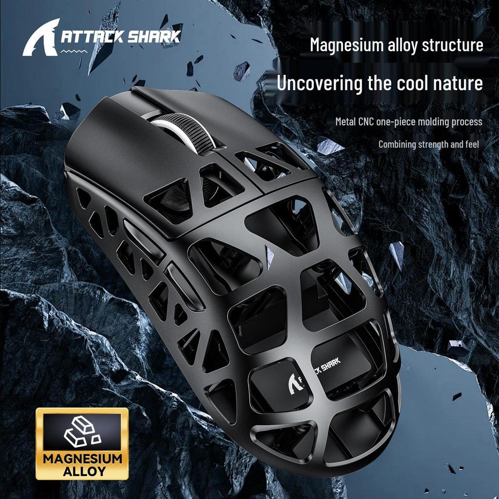 Attack Shark R3 Gaming Mouse: Lightweight Magnesium Alloy with PAW3395 Sensor, Three-Mode Bluetooth Wireless, and 4K/8K Support