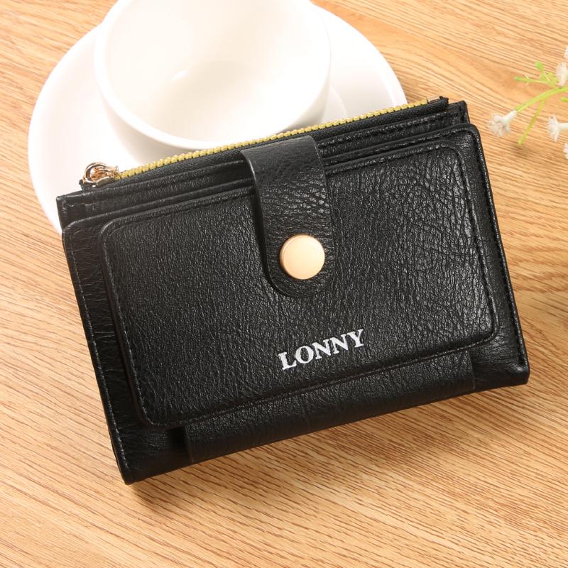 Трендовый женский короткий кошелек с цветными блоками, зажим для денег, кожаный держатель для карт, женский многофункциональный мини-кошелек чёрный