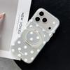 Transparent Matte Phone Case With White Polka Dots IPhone 17 16 Pro Max 15 Series 360 Rotating Stand Soft TPU Shockproof Cover