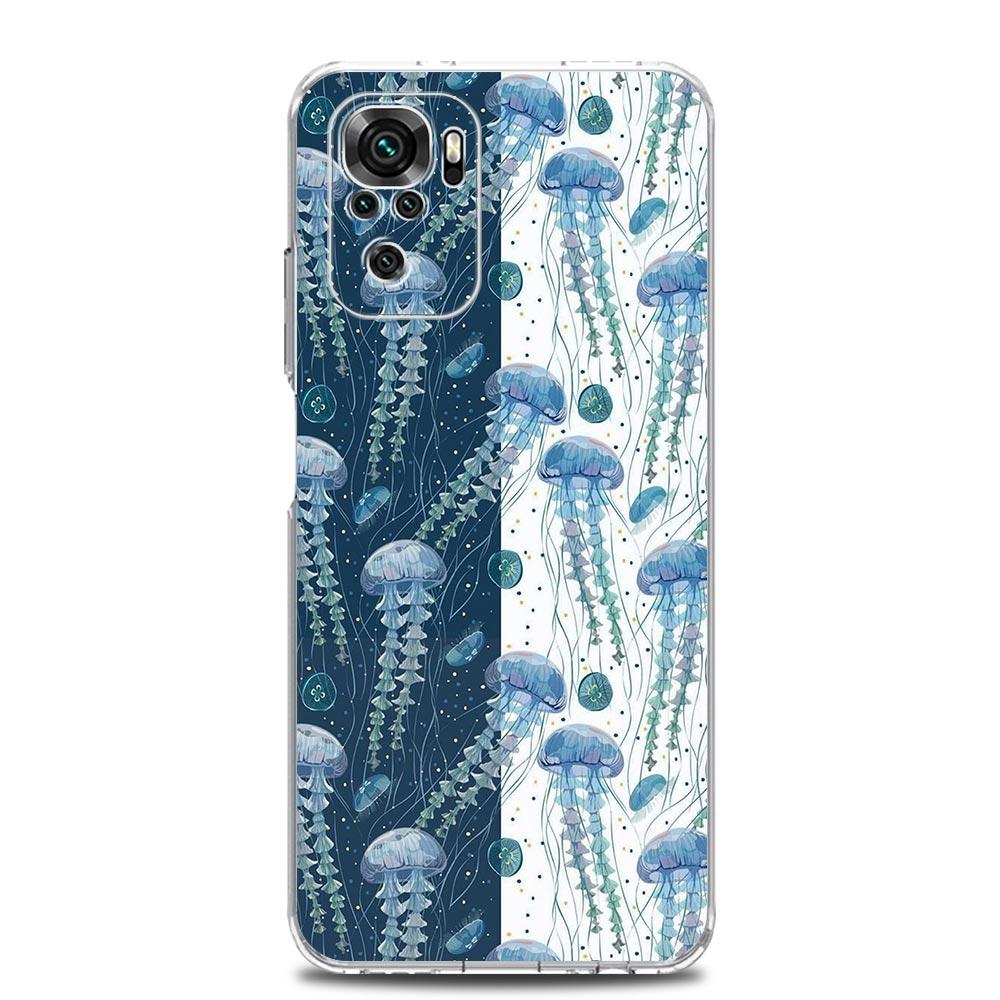 Phone Case For Xiaomi Redmi Note 14 13 12 4G 9S 9 10 11 Pro Plus 5G 14C 13C 12C 10C 9A Clear Soft TPU Cover Blue Ocean Animals